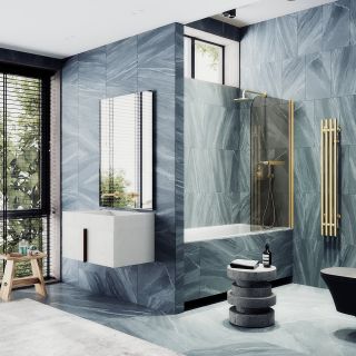 Шторка на ванну MaybahGlass MGV-783-3 70см золото